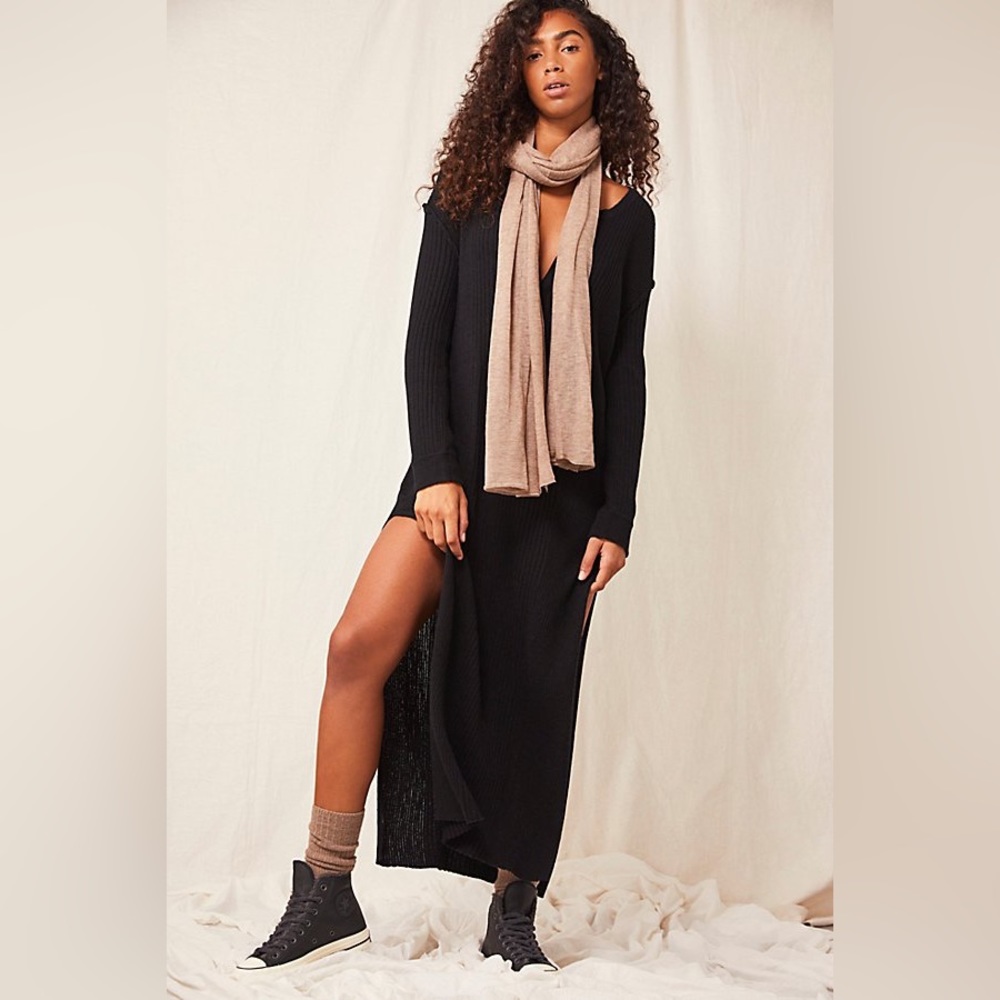 FREE PEOPLE FP BEACH Free Fall Sweater Maxi Dress Black M